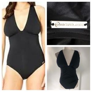 Michael Kors  Black Cross Back Piece Swimsuit